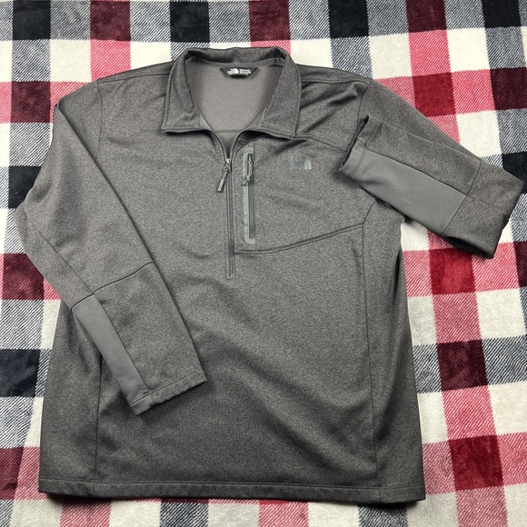 North Face 1/4 Zip Jacket Mens XXL Heather Gray Apex Soft Shell Fleece Pullover - Picture 1 of 10